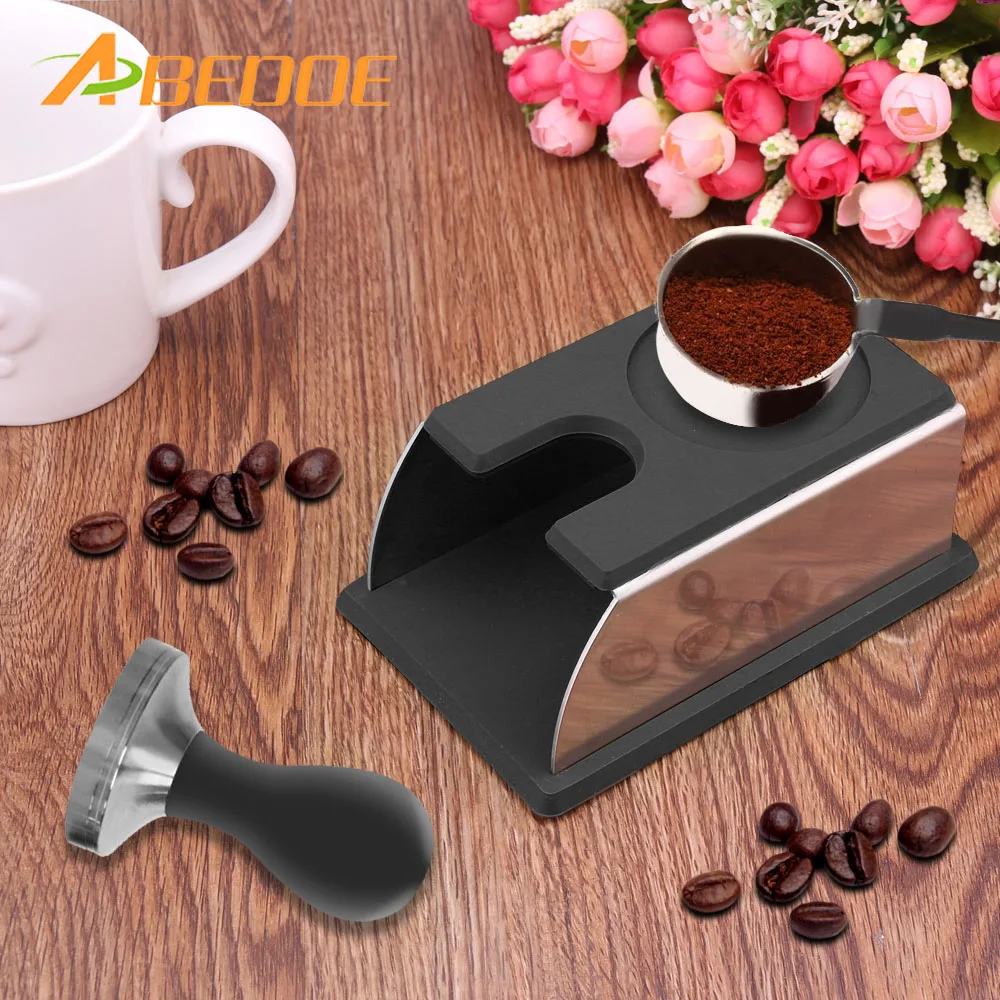 

ABEDOE Portable Stainless Steel Coffee Tamper Stand Rack Coffee Tamping Holder Stand Base Coffee Tampers Accessories