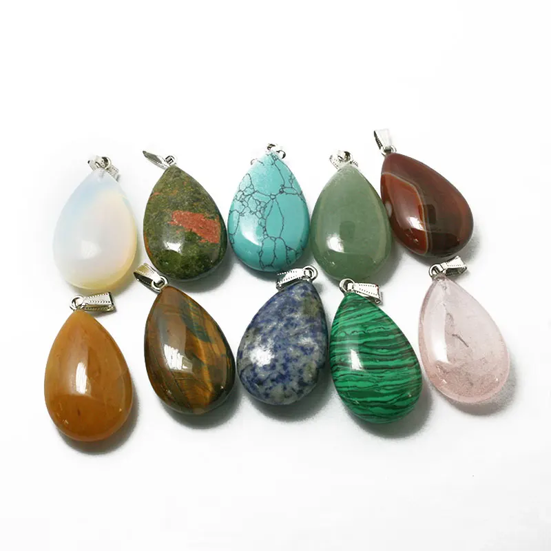 

Hot Sale Size 24*40mm 1 pcs Natural Necklaces Gem Stone Water Drop Charm Pendant For Women Fashion Jewelry DIY Making