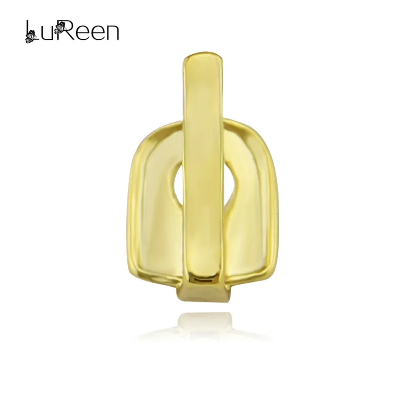 

LuReen Gold Teeth Grillz Stick Shape Hip Hop Single Grills Top Fangs Grills Tooth Cap Halloween Party Body Jewelry XHYT1086-1G