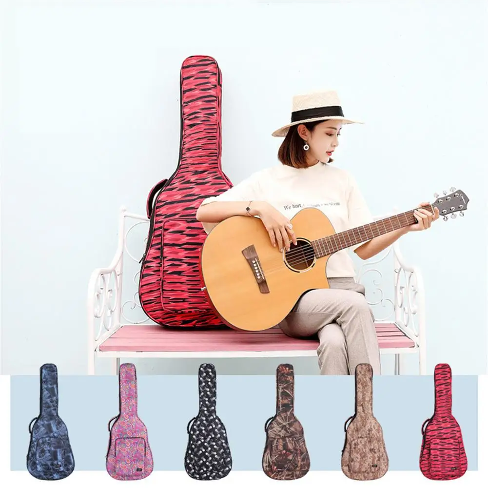 

Longteam Printing Pattern 40/41 Inch Folk Acoustic Guitar Bag Canvas Guitarra Backpack Carrying Case