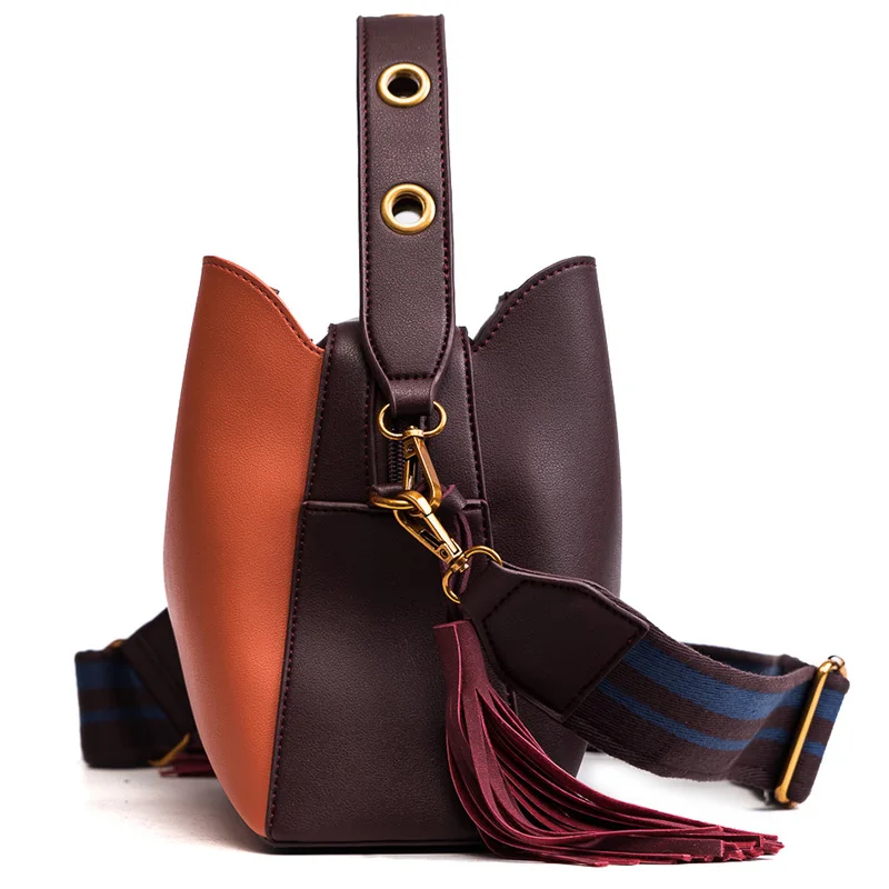 Janespri Women Tassel Handbag Tote High Quality Women Shoulder Bag Luxury Brand Soft Leather Bucket Bag Fashion Women's Handbag (4)