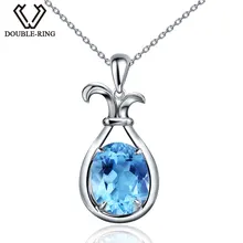 DOUBLE-R Природный Голубой топаз 925 серебро Завод Подвески драгоценных камней для Для женщин Ювелирные украшения Ожерелья для мужчин