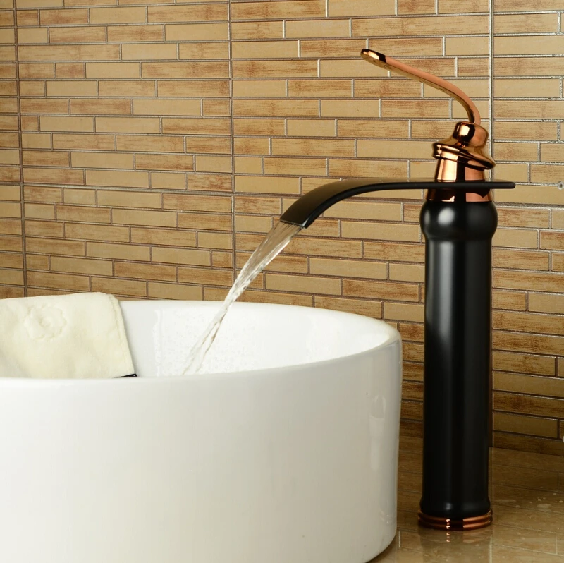 

Black bathroom faucet waterfall basin mixer ORB oil brushed black waterfall basin faucet sink Mixer Tapbathroom sink faucet