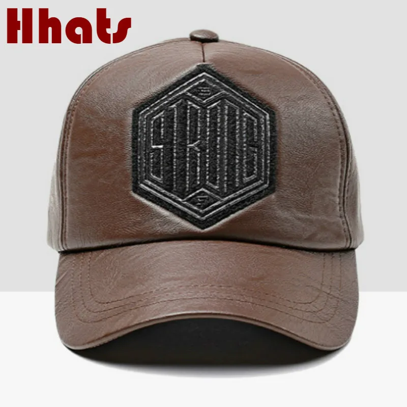 Бейсбольная Кепка Snapback из искусственной кожи для мужчин, регулируемая Зимняя кепка из искусственной кожи, Мужская винтажная Кепка для водителя грузовика, уличная Спортивная Кепка в стиле хип-хоп, Мужская кепка