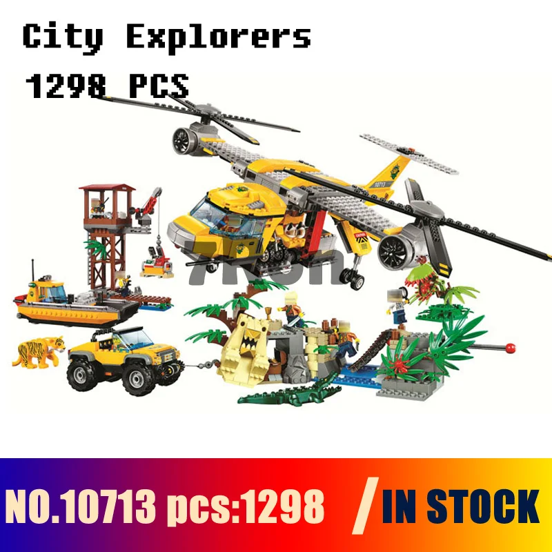 

Compatible with lego 60162 Models building toy 10713 1298pcs City Explorers Jungle Air Drop Helicopter Building Blocks & hobbies