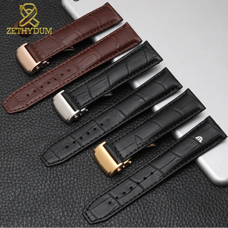 Preise Echtes leder armband 20mm 22mm für MAURICE LACROIX armband klapp schnalle freizeit business kuh leder armband