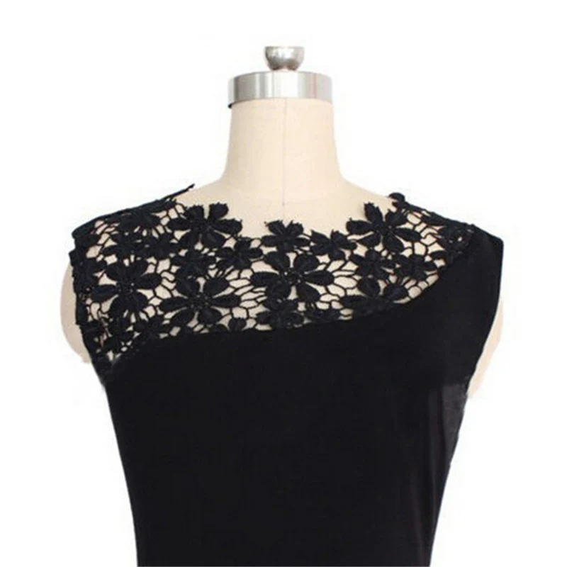 Сексуальные женские Стрейчевые вечерние кружевные облегающие платья-карандаш Vestidos, вязаное крючком элегантное платье, повседневное летнее черное платье