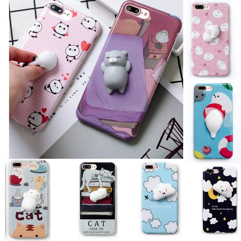 Lovely 3D Cute Soft Silicone Cartoon rabbit panda Bear Cat sea lion Squishy phone case for ...