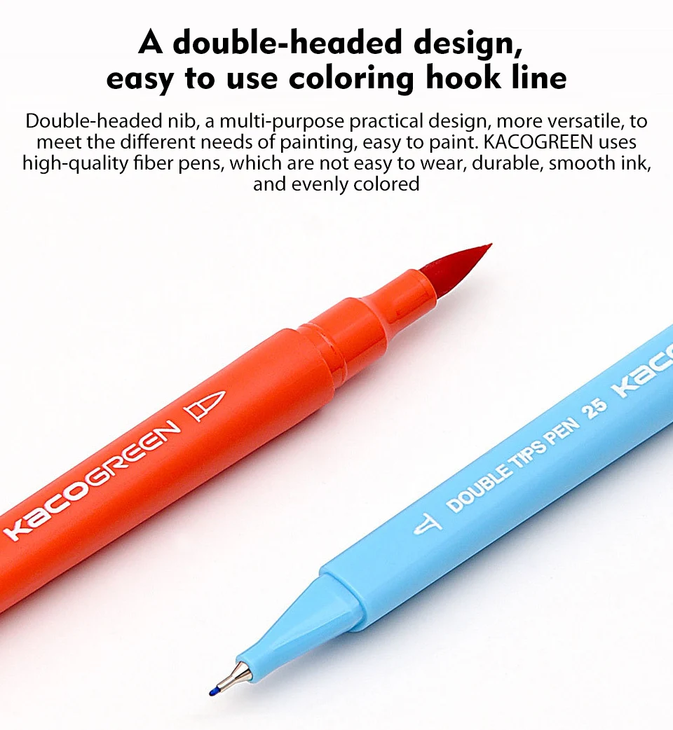 Xiaomi KACO 36 Colors Double Tip Watercolor Pens Painting Graffiti Art Markers Drawing Set Art Dual Brush Pen Non-toxic Safe (1)