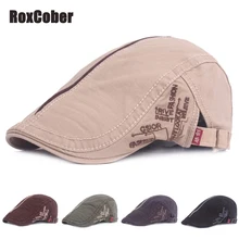RoxCober Высокое качество письмо вышивка берет хлопок плоская кепка для мужчин женщин Классическая кепка газетчика козырек шляпа кепки