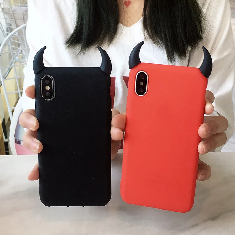 Мягкий силиконовый черный красный чехол S10 S9 чехол s Devil Horns Demon Angle Cover для samsung galaxy A10 A20E A30 A40 A50 A70 TPU чехол s