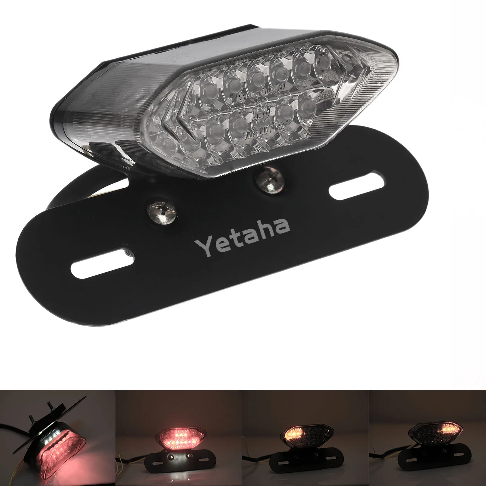 

Motorcycle Portable LED Brake Tail Light Stop Turn Signal Blinkers Integrated 12V License Plate Light Smoke Lamp