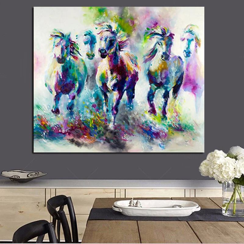 

Katy Perry Style Watercolor Horse Running Canvas Printing HD Print on Canvas Pop Art Animal Wall Picture for Living Room Cuadros