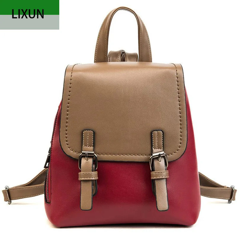 

Women Patchwork Backpack For Teenager Soft PU Leather Travel Daypack Female College School Book bags Girls Rucksacks Mochila
