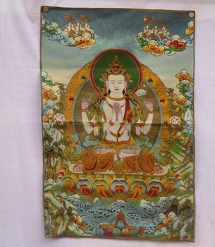 

Collectible Traditional Tibetan Buddhism in Nepal Thangka of Buddha paintings ,Big size Buddhism silk brocade painting p002520