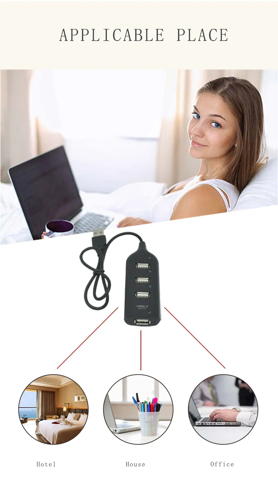 USB 2.0 Hi-Speed 4-Port Splitter Hub Adapter Advanced usb hub For PC Computer Notebook   (6)