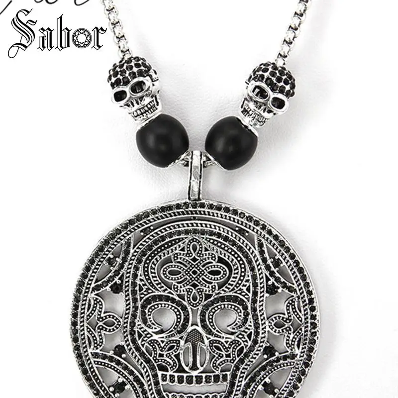 

Hollow Skull Disc Mask Pendant Necklace European Jewelry for Men Super Deal thomas