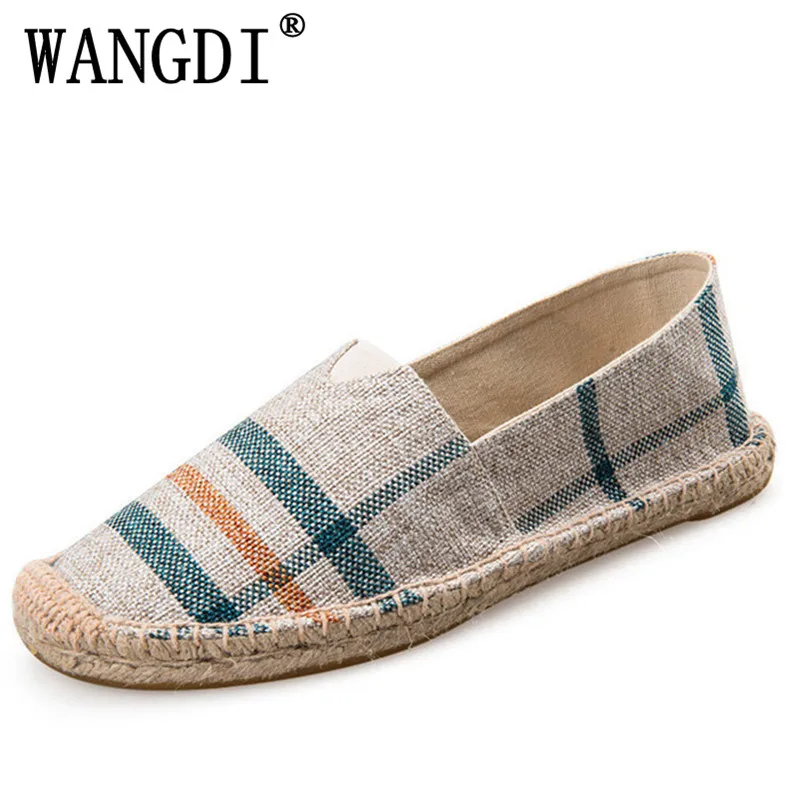 

Mens Espadrilles Men Patchwork Slip On Summer Shoes Men Loafers 2018 Breathable Canvas Men Shoes Fashion Jute Wrapped