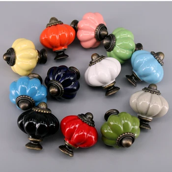 One Piece Pumpkin Furniture Knobs Ceramic Drawer Cabinet Pulls Closet Cupboard Pull Handle Modern Kitchen Handle Various Color