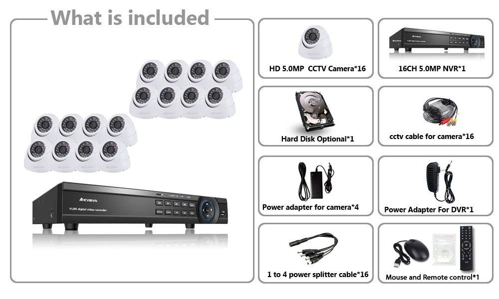  HD CCTV SISTEMA DE 16CH 5MP NVR 5MP AHD CCTV DVR HD 5.0mp AHD Cámara sistema de seguridad de la cas