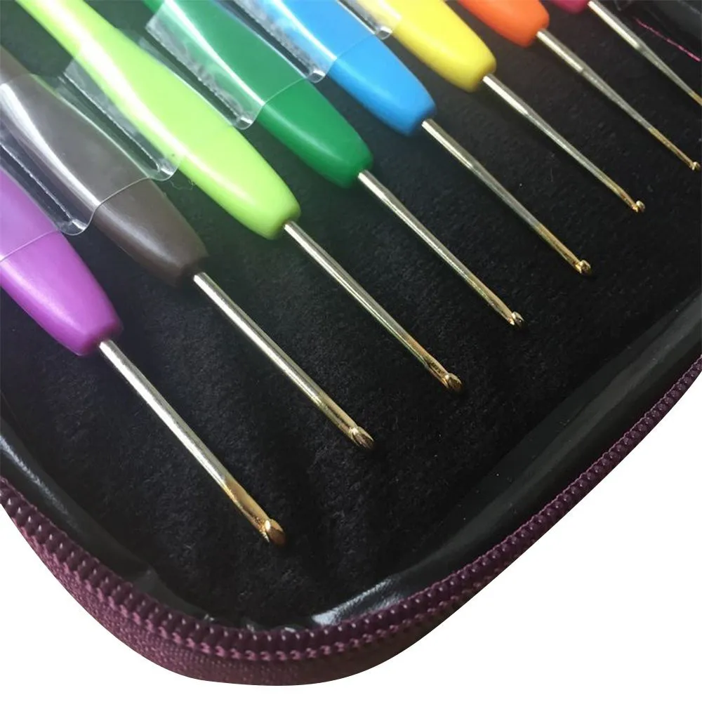 Дизайн 16 шт. алюминиевый набор многоцветные крючки для вязания крючком спицы плетение пряжа для рукоделия для домашнего шитья Needlecrafts