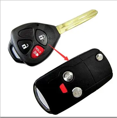 

jingyuqin Modified Flip Folding 4 Buttons New style Remote key shell For Toyota RAV4 Camry Avalon Corolla Matrix 3BTN + Panic