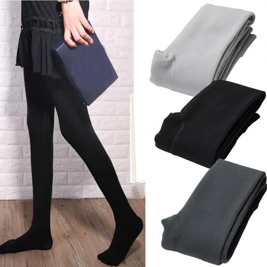 

Women Winter Warm Thick Paque Footed Pants Nylon thick vertical section with
