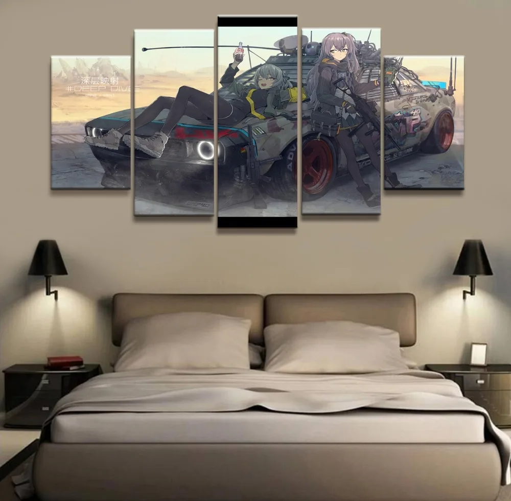 5 Panel Girls Frontline Game Canvas Printed Painting For Living Room Wall Art Decor HD Picture Artworks Modern Poster