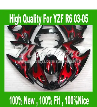 

YZF R6 ABS fairing for Yamaha YZFR6 2003 2004 2005 red flame black YZF-R6 YZF R6 03 04 05 motorcycle fairing parts