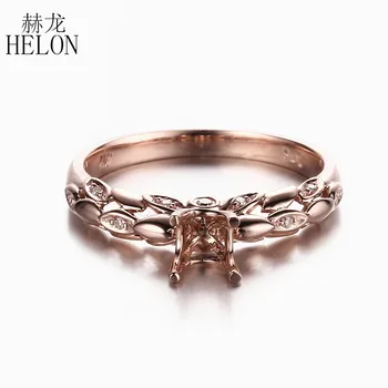 

HELON 5mm Round Solid 10K Rose Gold Bridal Semi Mount Genuine Natural Diamonds Jewelry Engagement Wedding Women's Ring wholesale