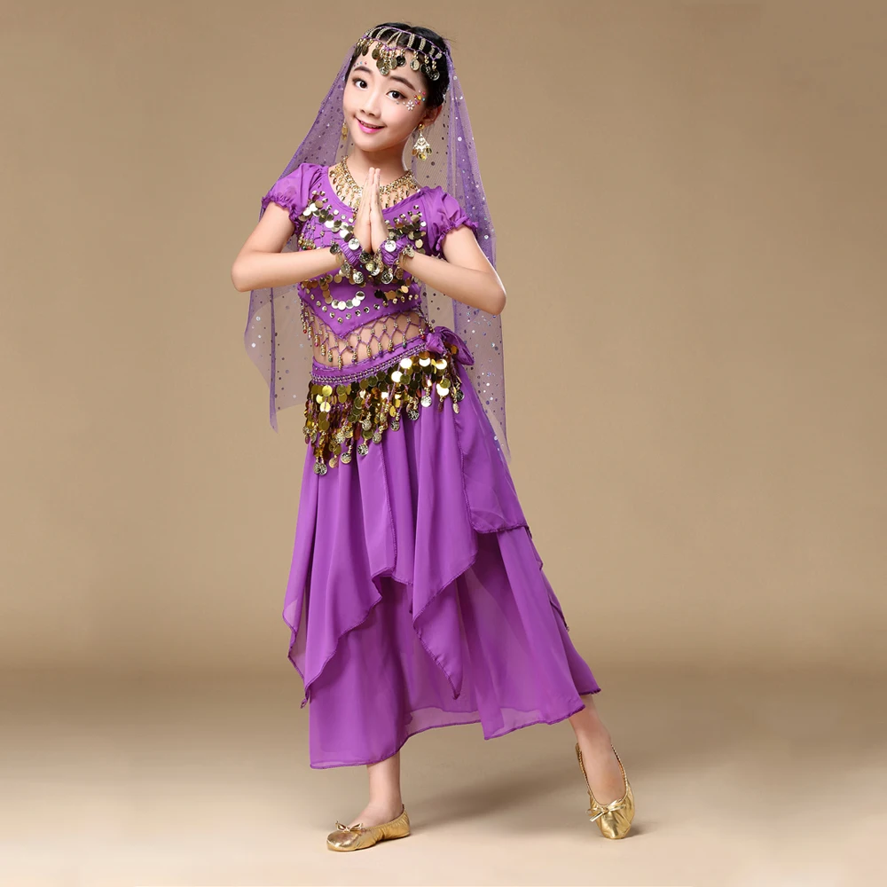 Танец живота костюмы для восточных танцев живота Танцы комплекты для девочек Индийский Болливуд Практика одежда для представлений 6 шт./компл. H016