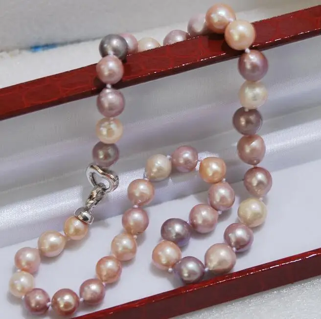 

Charming 10-11mm Natural Multicolor Baroque Edison Pearl Necklace AAA 18" 35"