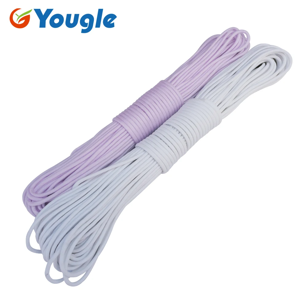 Koop 1 stuk 100 Voeten 330lb 4mm 9 Strand Meekleurende Paracord Parachute Cord Tent Wind Touw Guyline Waslijn DIY Lanyard armband