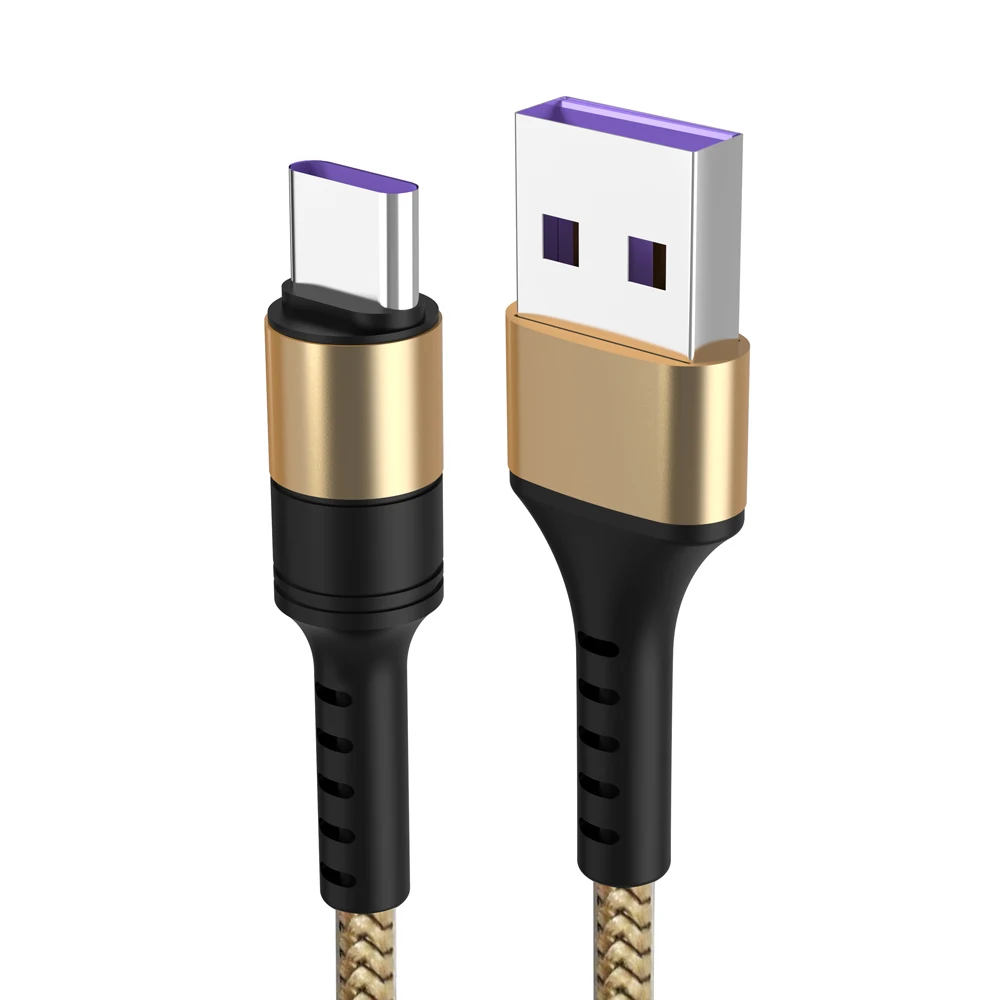 Supercharge 5A Usb кабель type C для huawei P30 Pro mate 30 20 Lite X Honor 20 10 Супер зарядка Кабо кабель Usb C type - Цвет: Gold