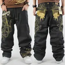 2016 männer Hip Hop Jeans Skateboard Männer Baggy-Jeans Herren Denim Hit Hop Hosen Beiläufige Lose Jeans Rap Street Wear
