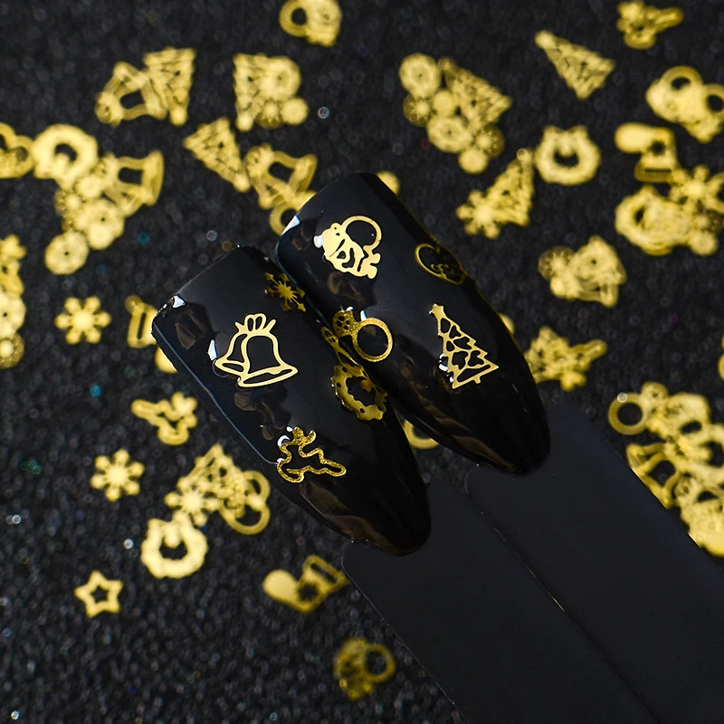 1 бутылка 3D золотой полый Рождественский пиллетт украшения для ногтей Снежинка звезда смешанный дизайн блеск для ногтей талисманы маникюрные инструменты
