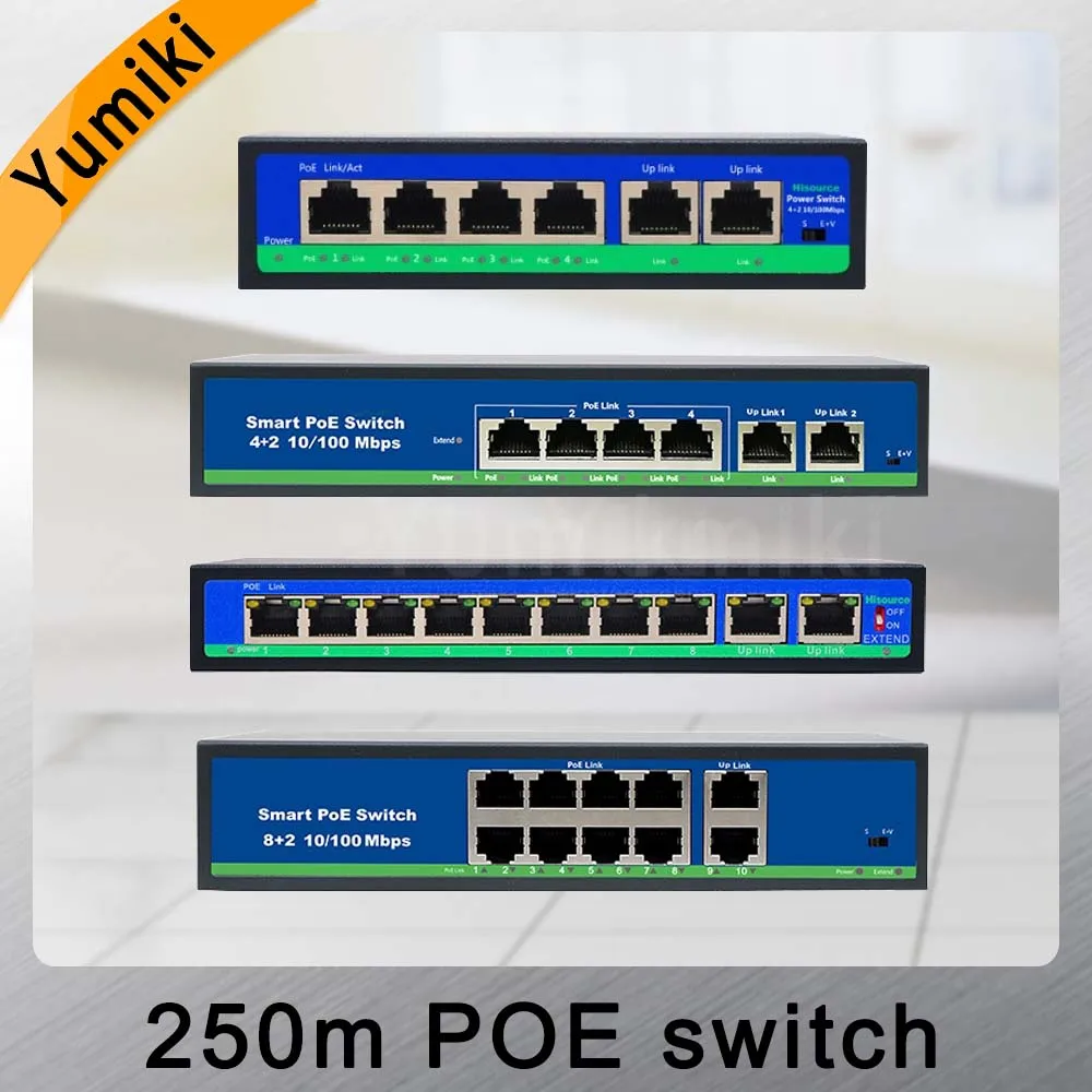 

4/8POE+2FE 250m Long Distance 4/8port network POE Switch 10/100Mbps RJ45 PoE port IEEE802.3AF/AT for IP cameras or wireless AP