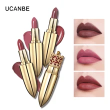 UCANBE, косметическая бархатная матовая губная помада с короной, макияж, золотой, телесный, стойкий карандаш для губ