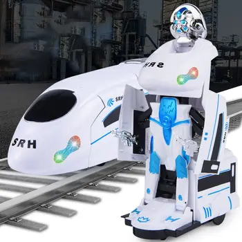 

Children Babys Novelty Luminous Deformed Robot Transformation Cartoon Train Car Model Toy Gifts