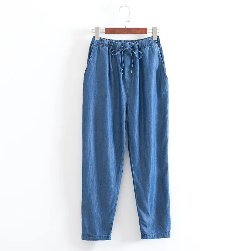 

2019 Plus Size Women Jeans Spring Clothing Fashion Casual Loose tencel Denim Pants S41-901