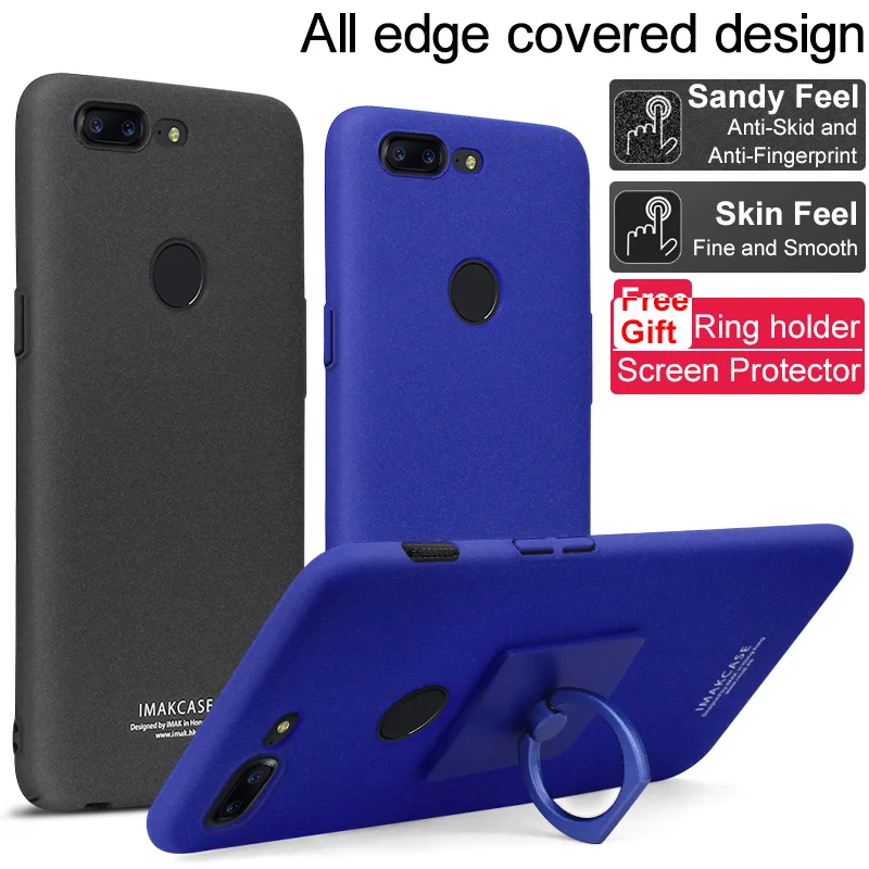 For Oneplus 5T Case 6.01&quot With screen protector Imak cowboy cases with stand Matte Back Cover Finger Ring Holder 5 t |