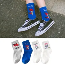 Унисекс, модные носки с символикой аниме, пара забавных мультяшных рисунков, Harajuku, милые носки до лодыжки с кроликом