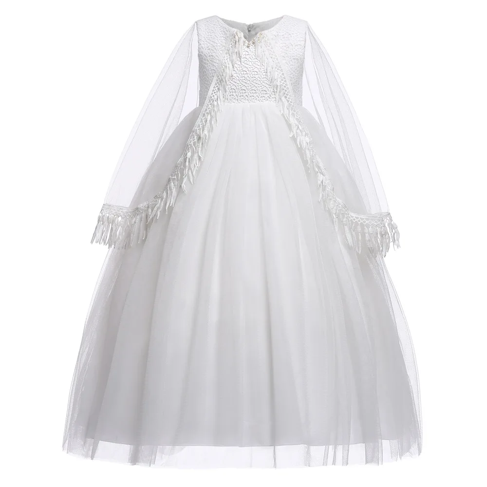 Girls Wedding White Elegant Princess Party Dresses For Teenager Baby Girl 2019 Summer Tulle Long Evening Dress Children Clothes | Детская