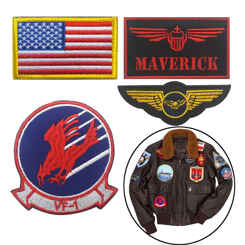 F-14 полета MAVERICK нашивки TOMCAT ВМС США бой ВВС Патч значок для зимних пальто мотоциклетные кожаные куртки - Цвет: Design C Set Of 4