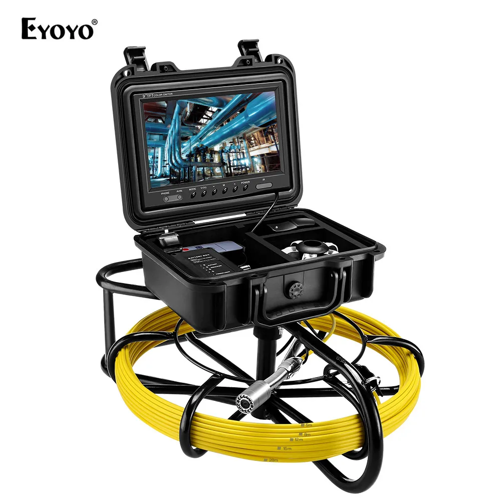 

Eyoyo 9 Inch 50M 23mm LCD Monitor Pipe Inspection Video Camera Length Scale Drain Sewer Pipeline Industrial Endoscope Inspector