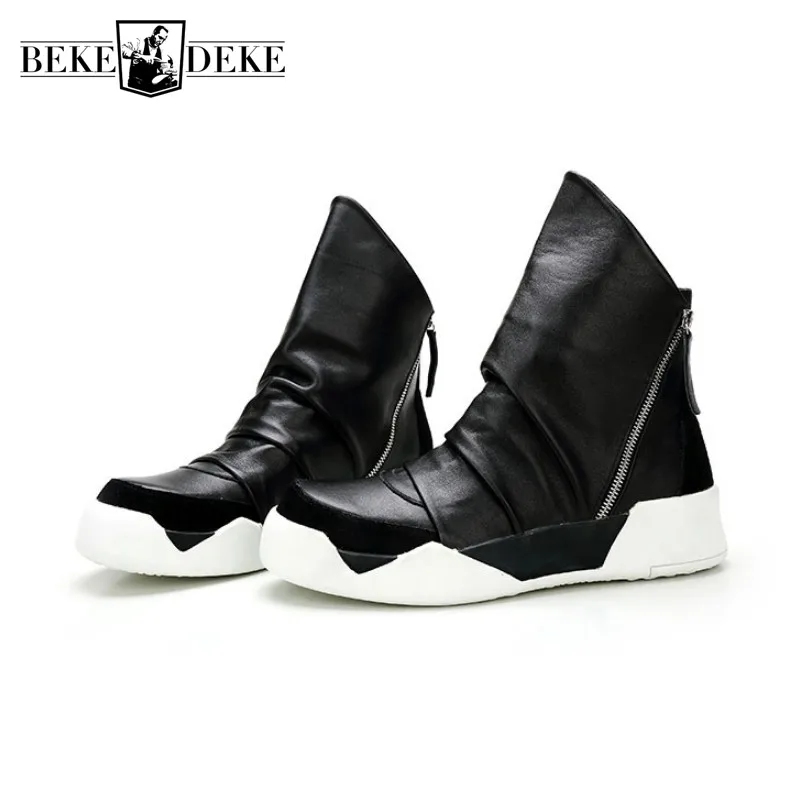 Men Zip Ankle Boots British Genuine Leather High-Top Shoes Luxury Trainers Casual Brand Flats Black Sneakers Punk Shoes Male
Men Zip Ankle Boots British Genuine Leather High-Top Shoes Luxury Trainers Casual Brand Flats Black Sneakers Punk Shoes Male