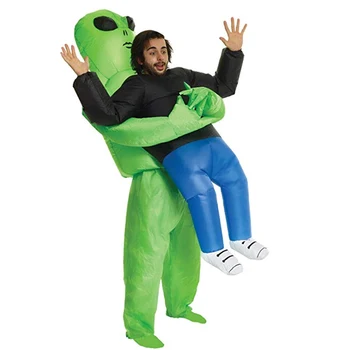 

Halloween Costume for Women Men Inflatable Green Alien Cosplay Adult Funny Blow Up Suit Party Fancy Dress unisex