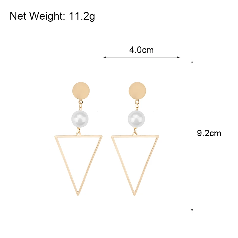 AENSOA Trendy Pearl Alloy Earrings Fashion Jewelry Pearl Earrings For Women Big Triangle Drop Earrings Brincos Oorbellen