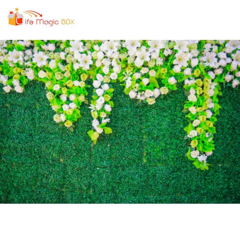 

LIFE MAGIC BOX Photography Backdrops Card for Newborn Photo Masha and Bear Green Wall Flowers Backgrounds