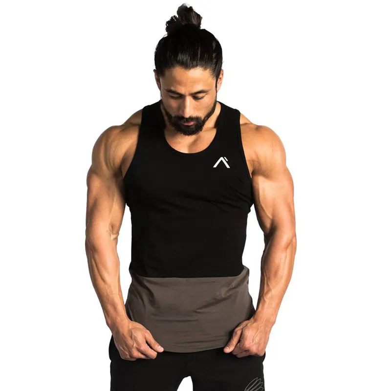 

Men Running Vests Tank Tops Gym Fitness Bodybuilding Cotton Sleeveless T-Shirts Male Crossfit Training Workout Undershirt Sling